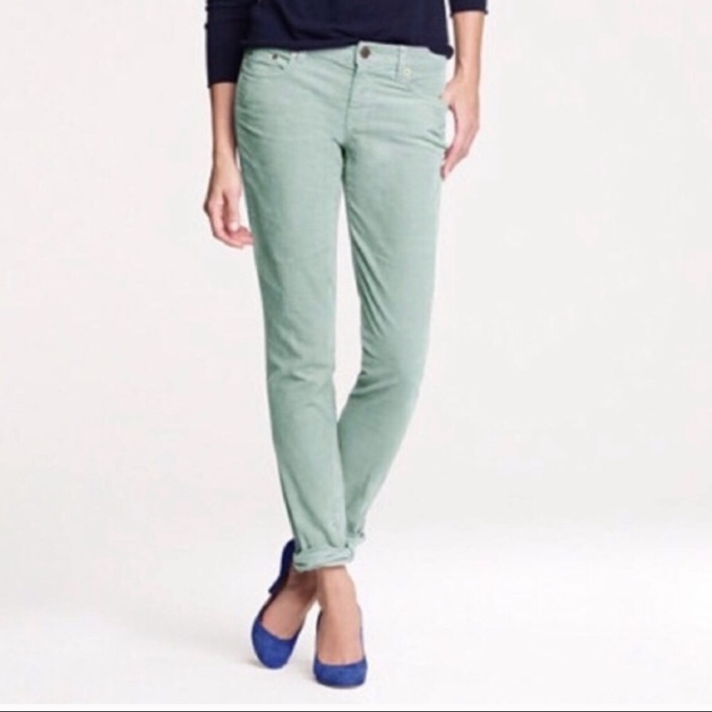 J. Crew toothpick skinny denim in mint, size 25.